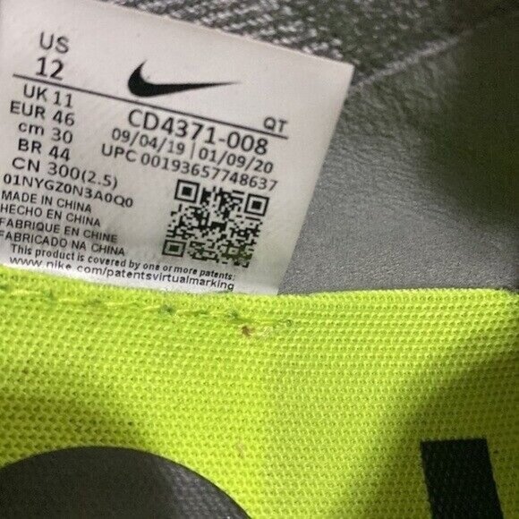 Nike React sneakers mens Infinity Run Particle Grey Volt in size 12 - Picture 7 of 10